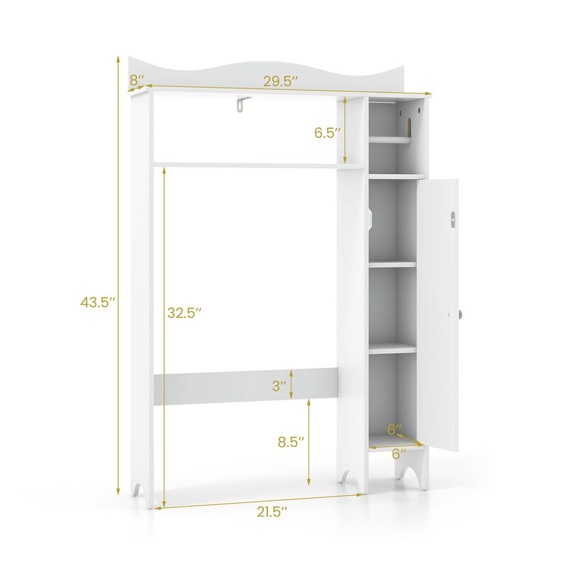 Costway Over the Toilet Storage Cabinet w/Toilet Paper Holder Adjustable Shelves White