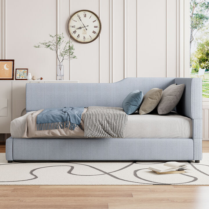 Merax L-Shaped Corduroy Upholstered Daybed