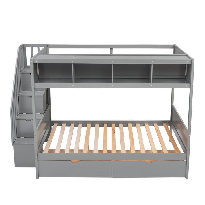 Merax Bunk Bed with Shelves  and Storage Staircase