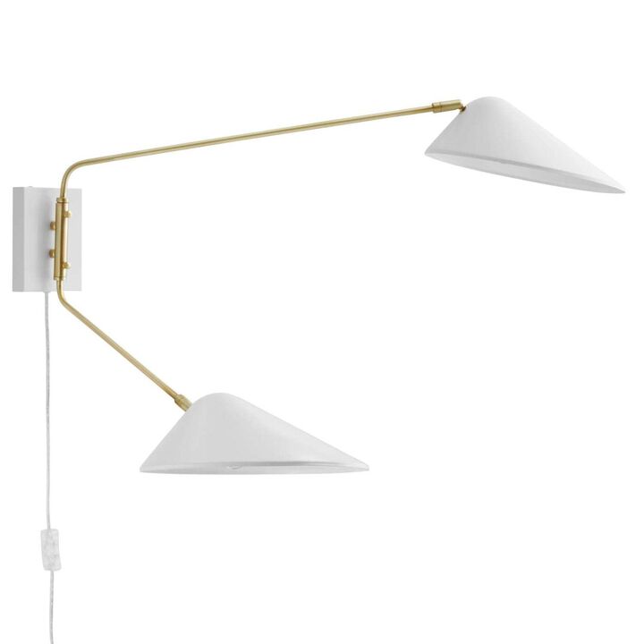 Modway Journey 2-Light Swing Arm Wall Sconce with White Finish EEI-5294-WHI