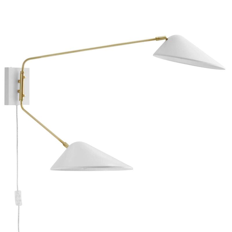 Modway Journey 2-Light Swing Arm Wall Sconce with White Finish EEI-5294-WHI