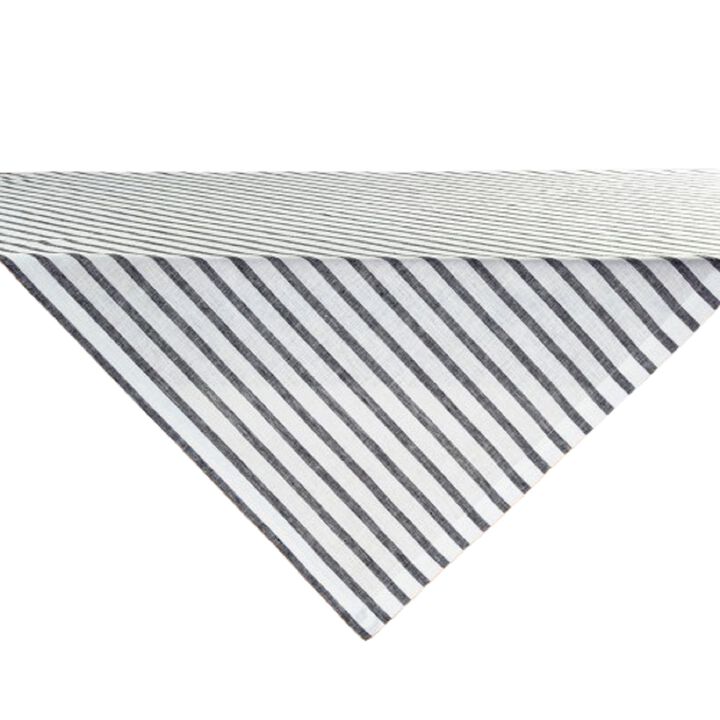Solino Home 100% Pure Linen Table Throw 52 x 52 Inch | Madison Stripe for Thanksgiving, Christmas
