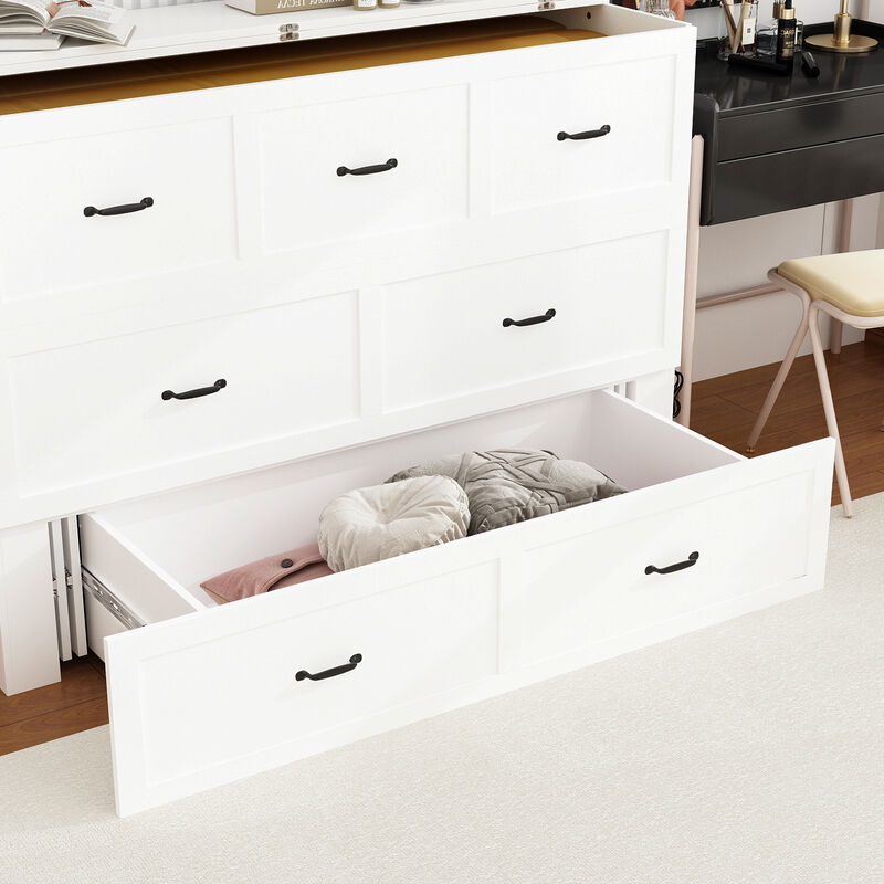 FUFU&GAGA Convertible Bed with Storage Drawers for Bedroom (61.8" W x 81.5" D x 43.9" H) White