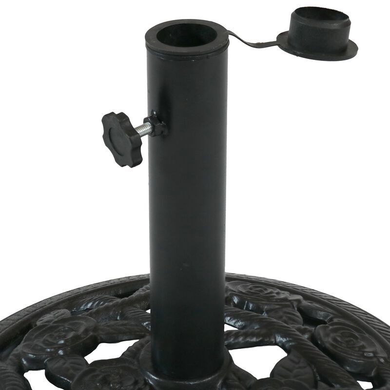 Sunnydaze 16 in Rose Blossom Cast Iron Round Patio Umbrella Base