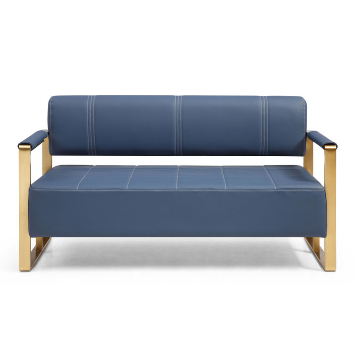 57.9" Width Modern Upholstery Faux Bonded Leather Loveseat Sofa