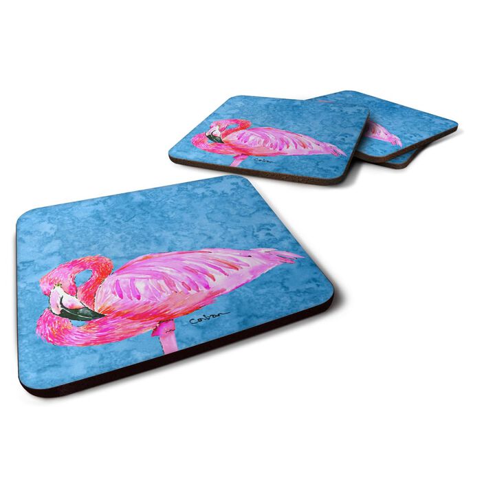 Caroline's Treasures 8686FC Flamingo Foam Coasters (Set of 4), 3.5 H x 3.5 W, Multicolor