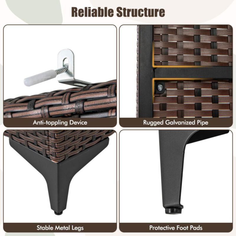 Hivvago 62 Inch Wicker Wardrobe with 2 Doors PE Rattan Closet with Hanging Rod