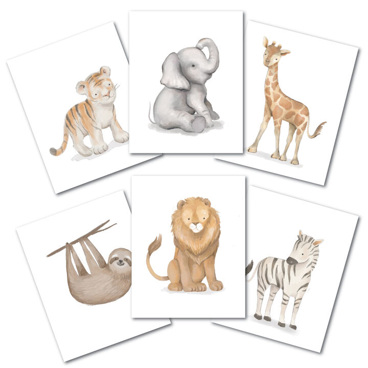 Lambs & Ivy Watercolor Safari Jungle Animals Unframed Nursery/Child Wall Art