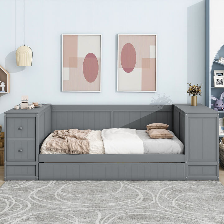 Merax Daybed Bed with Trundle and Charging Station