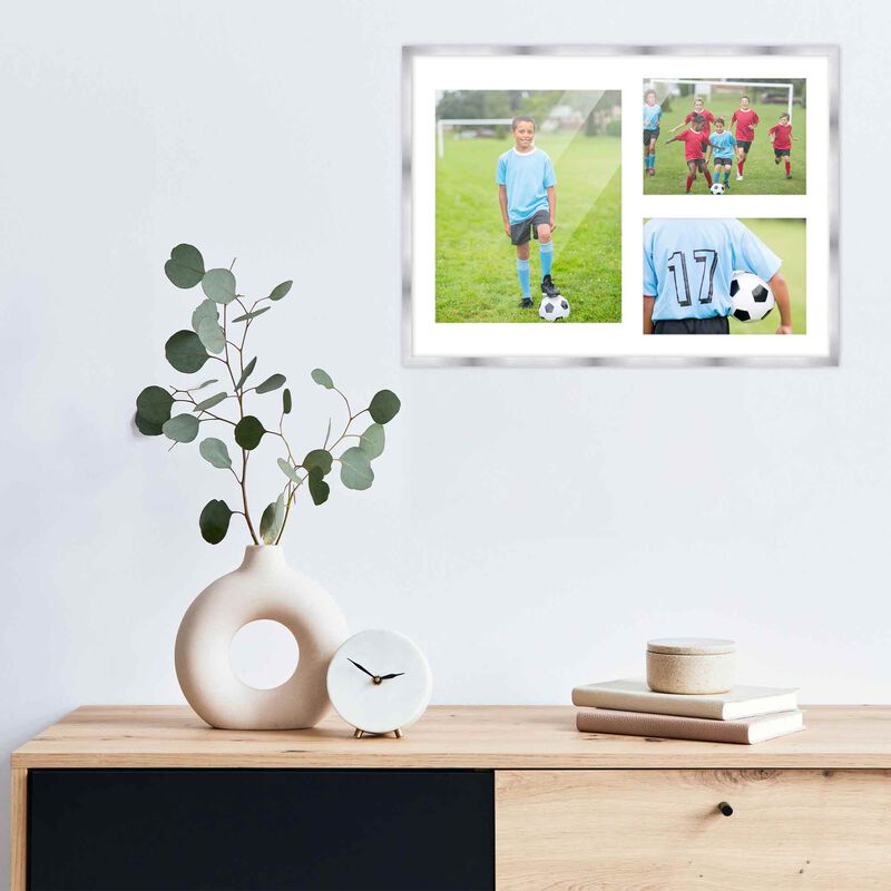 12x17 Wood Collage Frame with a White Mat for 8x10 & 5x7 Pictures