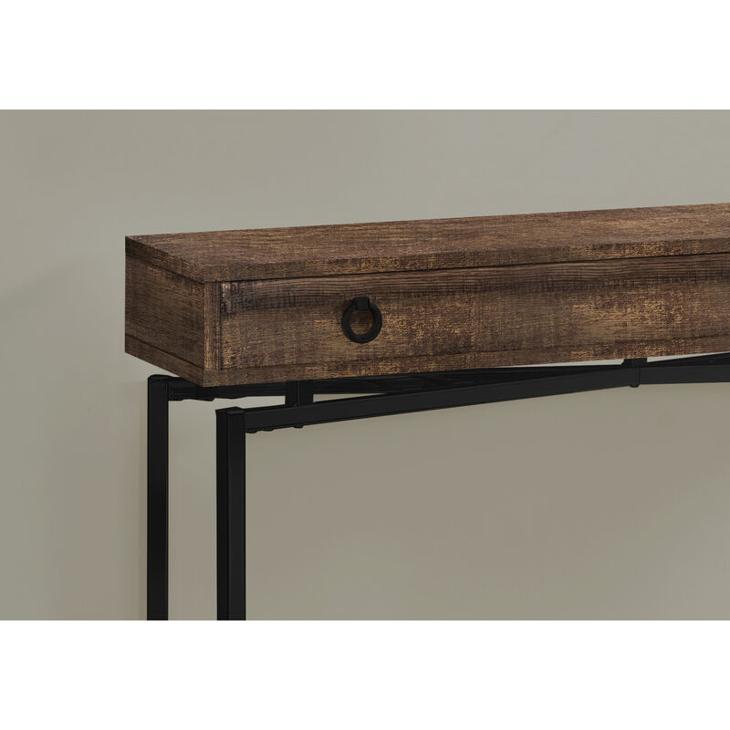 Monarch Specialties I 3453 Accent Table, Console, Entryway, Narrow, Sofa, Storage Drawer, Living Room, Bedroom, Metal, Laminate, Brown, Black, Contemporary, Modern