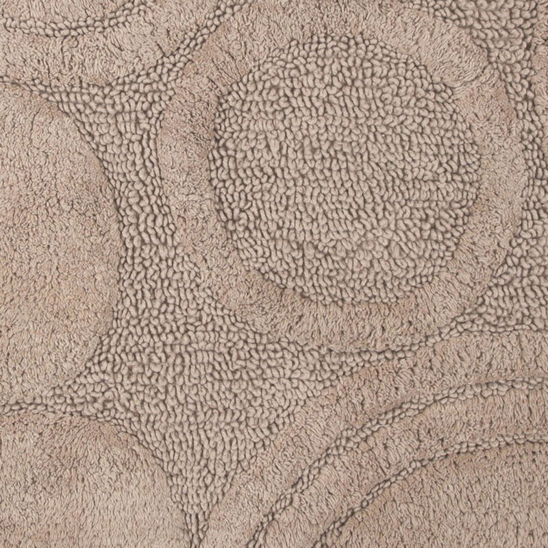 Knightsbridge Orbit Bath Rug Cotton Non Skid Back - 21x34", Stone