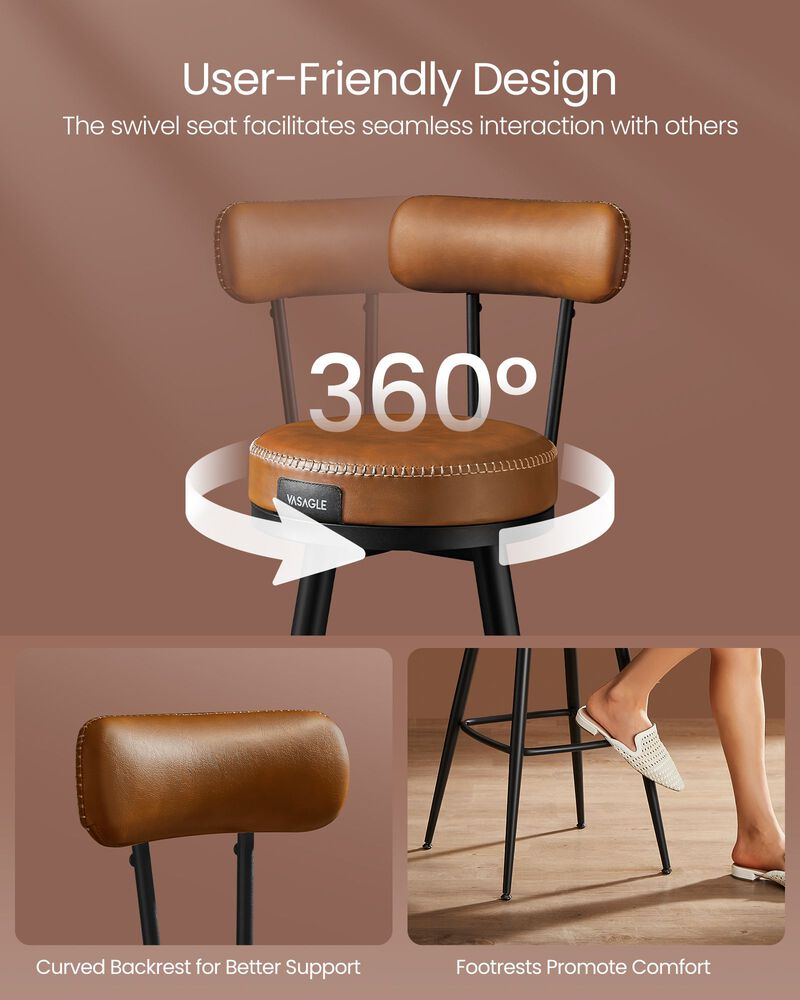 40.5" Tall Swivel Bar Stools with Backs