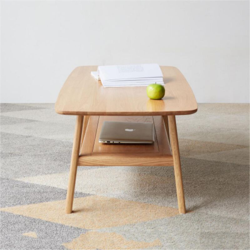 Center table Low Table 100% solid wood Top plate Desk Coffee table Study desk Work from home Easy to assemble Natural wood with storage shelf Natural writing desk
