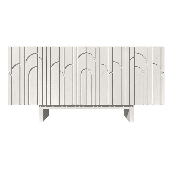 Clihome 63"Sideboard Buffet Cabinet with Adjustable Shelf,Brown Arc