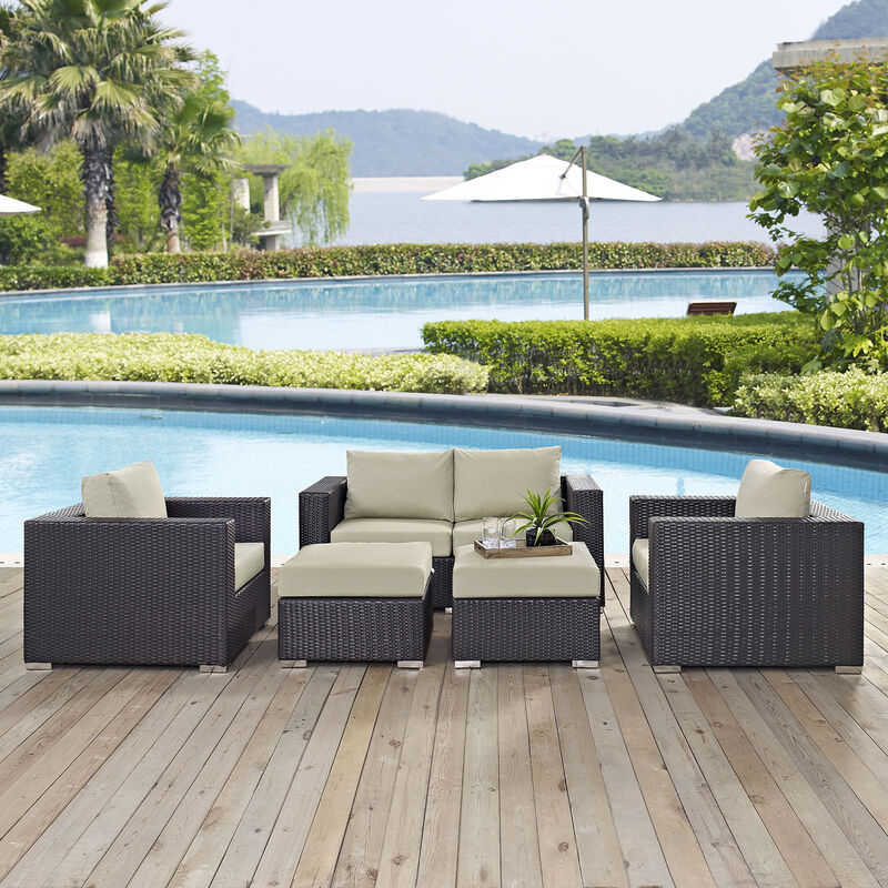 Modway - Convene 5 Piece Outdoor Patio Sofa Set