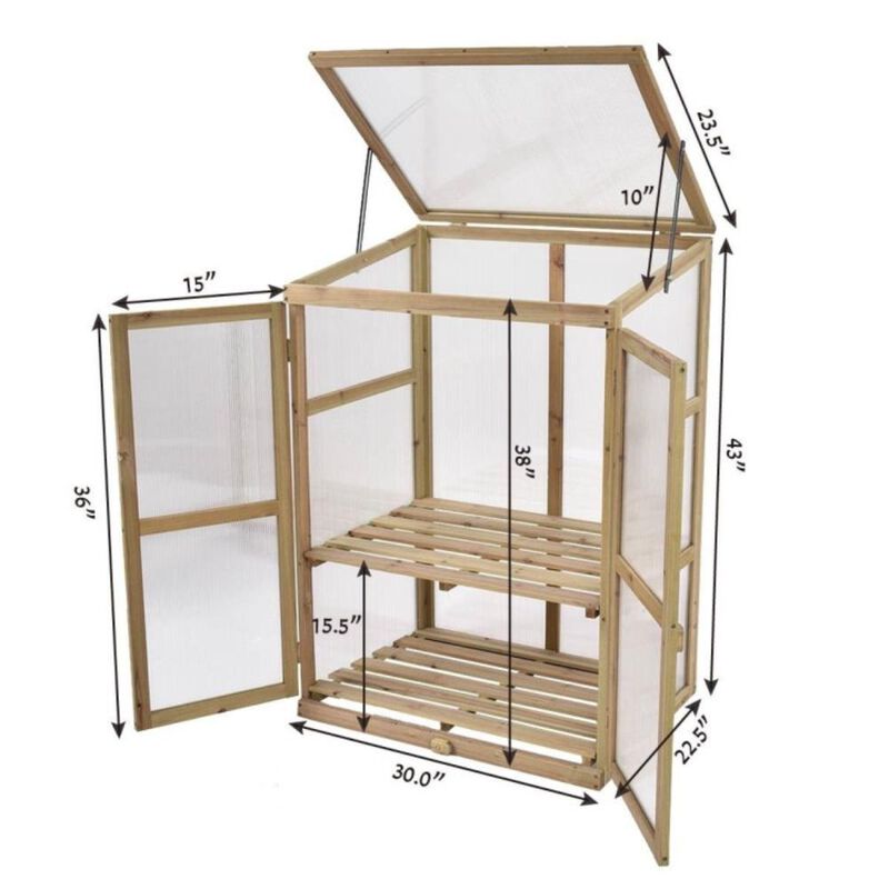 Hivvago 30 x 22 x 43 Inch Garden Portable Wooden Greenhouse