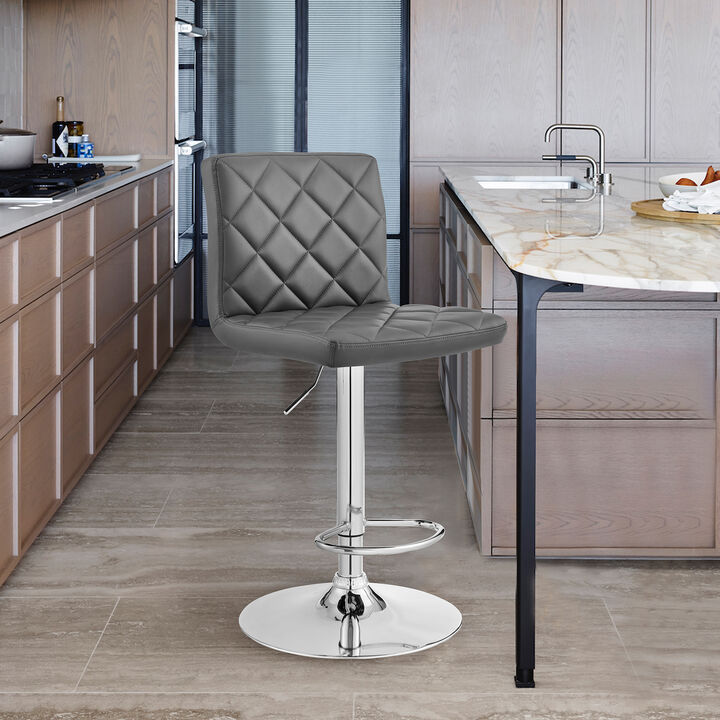 Duval Adjustable Blue Faux Leather Swivel Bar Stool