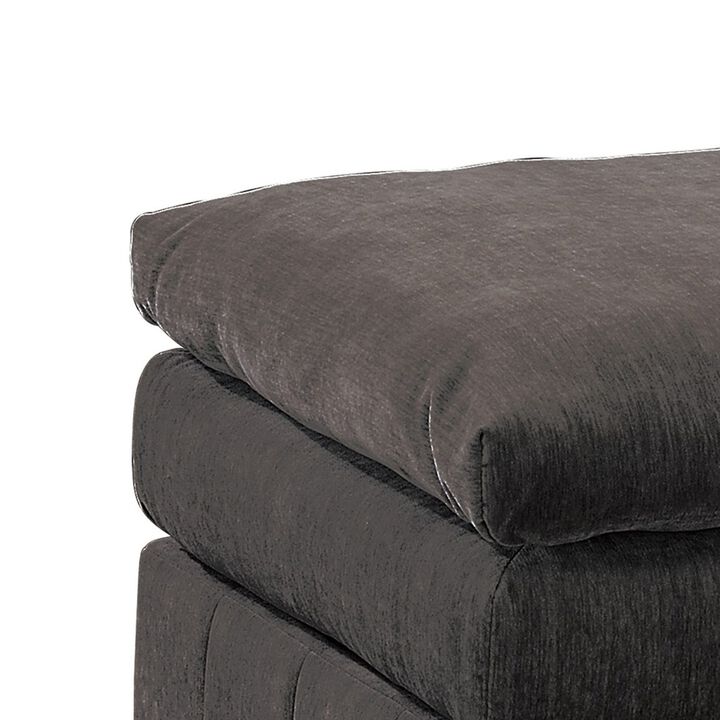 Luna 33 Inch Modular Ottoman, Three Layer Plush Cushioned Seat, Dark Gray-Benzara