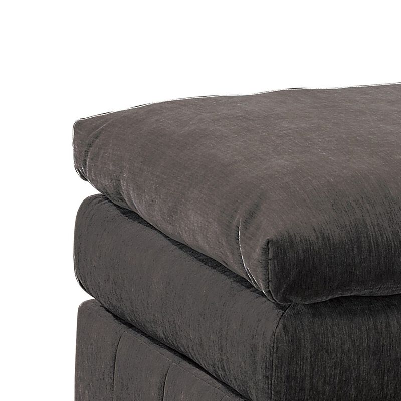 Luna 33 Inch Modular Ottoman, Three Layer Plush Cushioned Seat, Dark Gray-Benzara