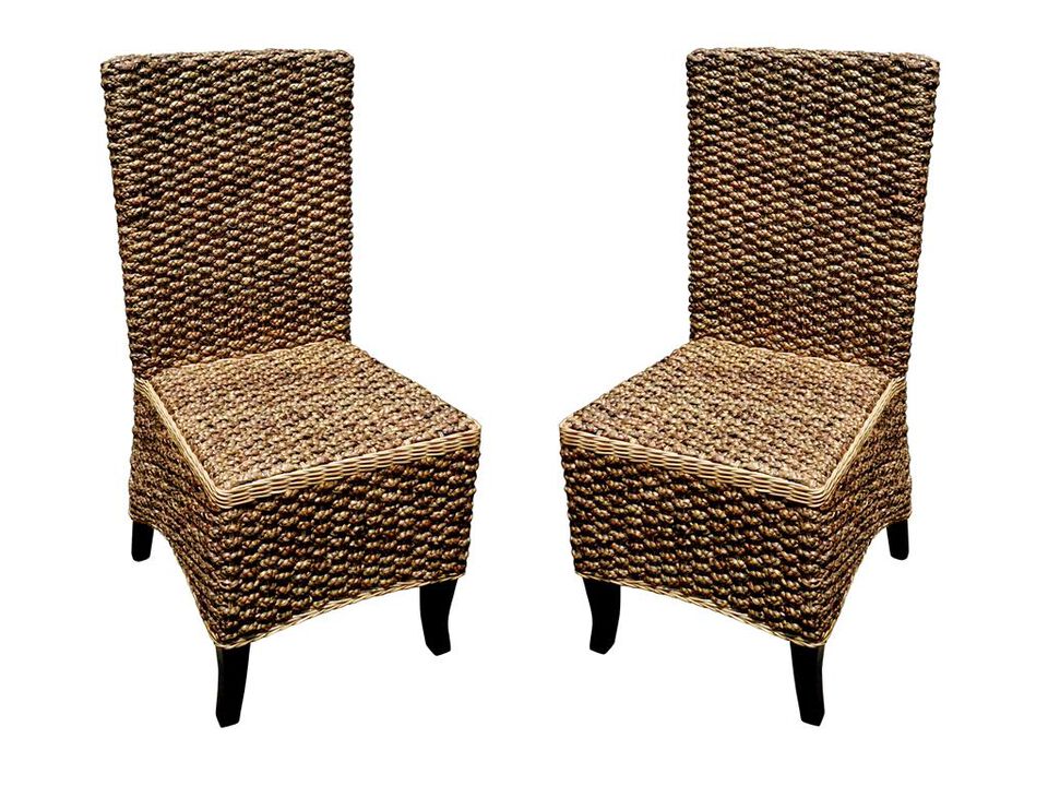 Mahogany Seagrass Dining Chair 2pcs set
