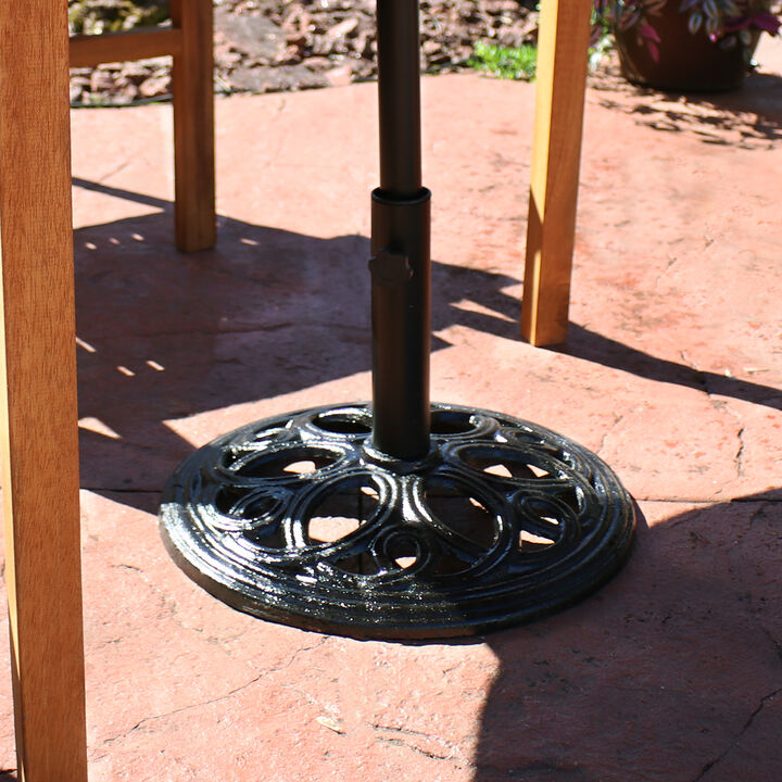 Sunnydaze 18 in Decorative Cast Iron Round Patio Umbrella Base - Black