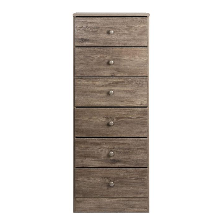 Prepac Astrid 6-Drawer Tall Chest, Drifted Gray
