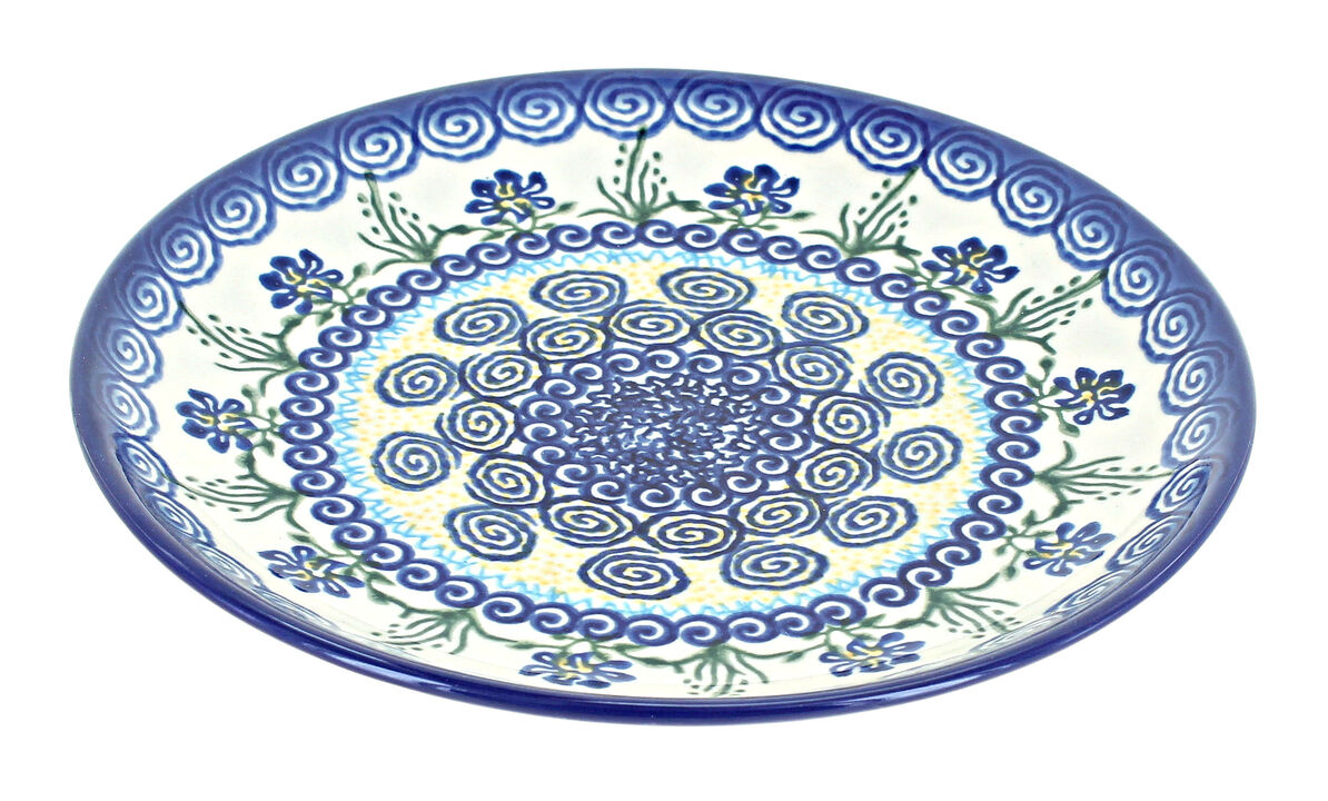 Blue Rose Polish Pottery Lilac Garden Dessert Plate