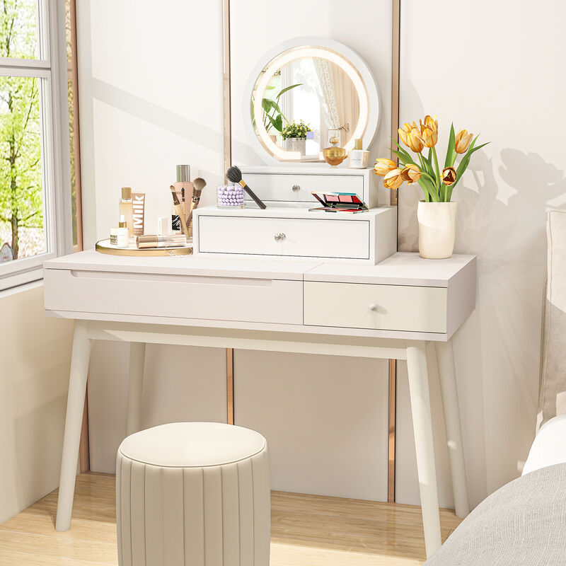 LED Lighted Vanity Mirror for Bedroom Tabletop