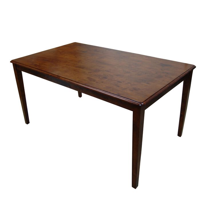 Nova 60 Inch Rectangular Dining Table, Tapered Legs, Rich Walnut Brown-Benzara