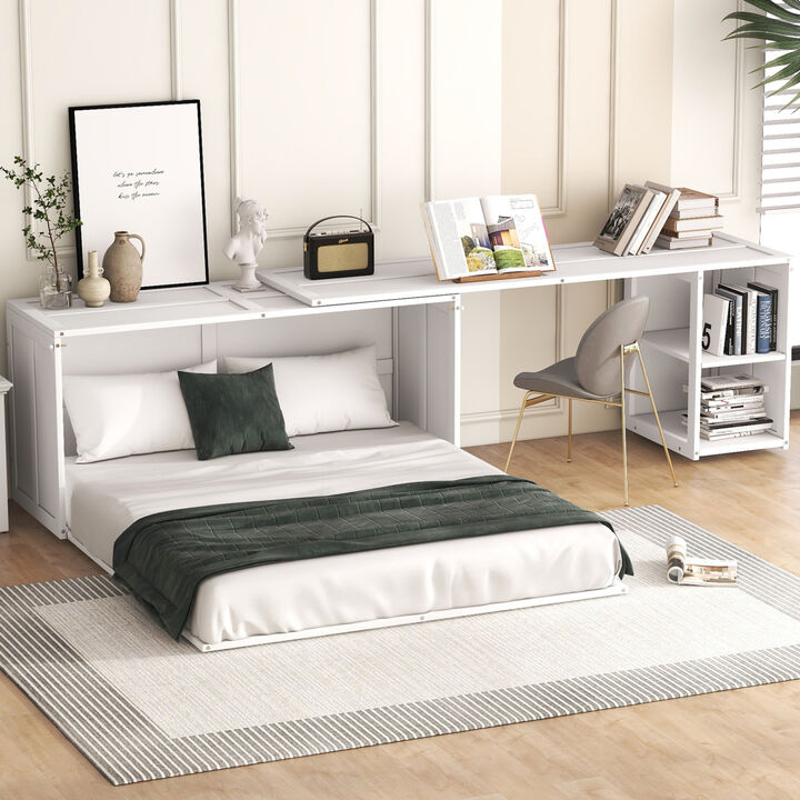 Queen Size Murphy Bed With Rotatable Desk