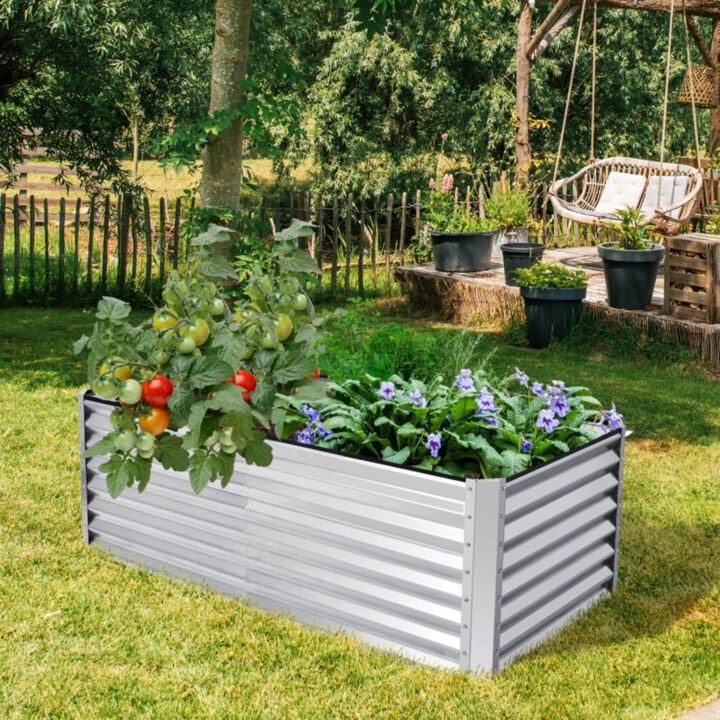 Hivvago 6 x 3 x 2 Feet Rustproof Metal Planter Box with Ground Stakes for Plants