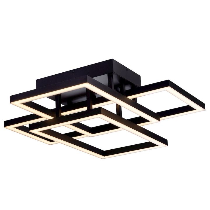 VONN Lighting Integrated LED Ceiling Lighting Rectangular Semi Flush in Black