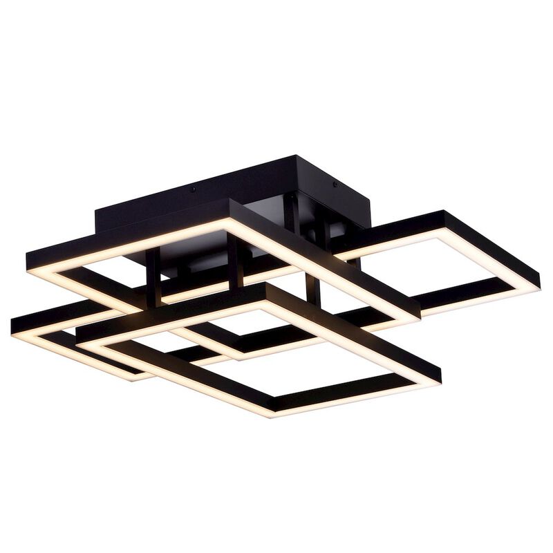 VONN Lighting Integrated LED Ceiling Lighting Rectangular Semi Flush in Black
