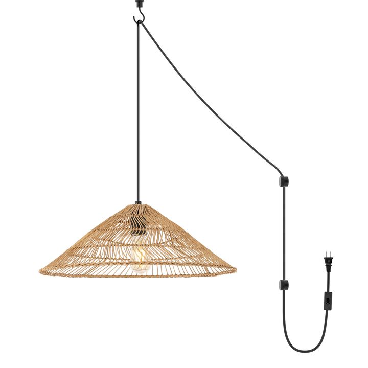 Nova Farmhouse Coastal Rattan LED Pendant