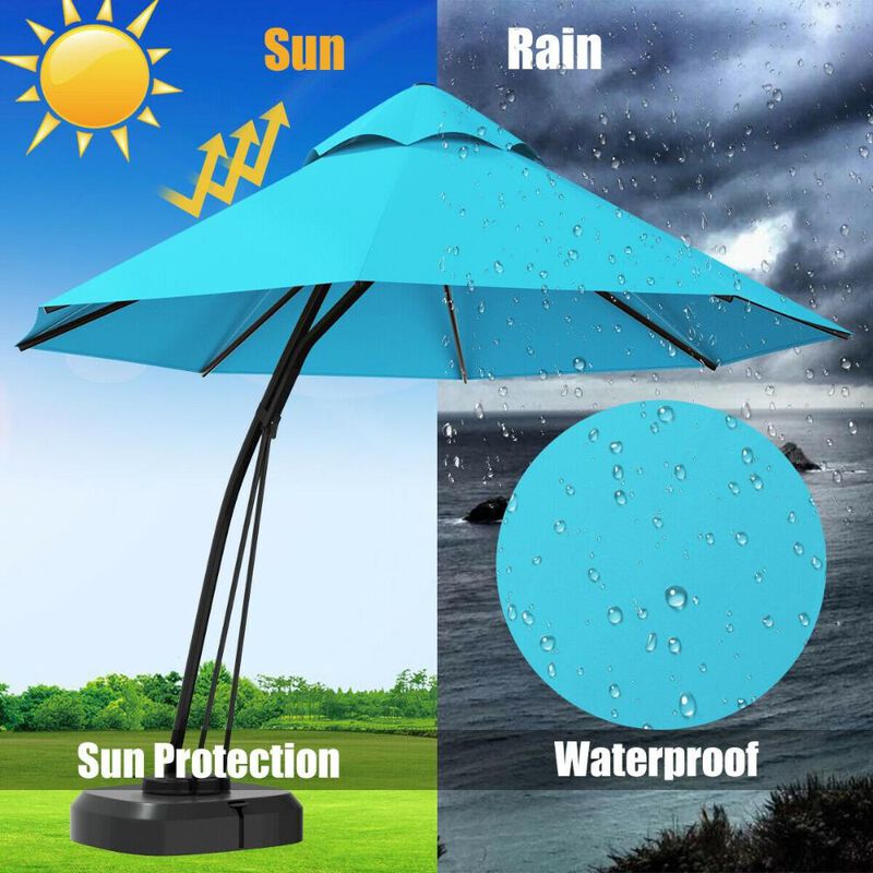 11 Feet Outdoor Cantilever Hanging Umbrella with Base and Wheels
