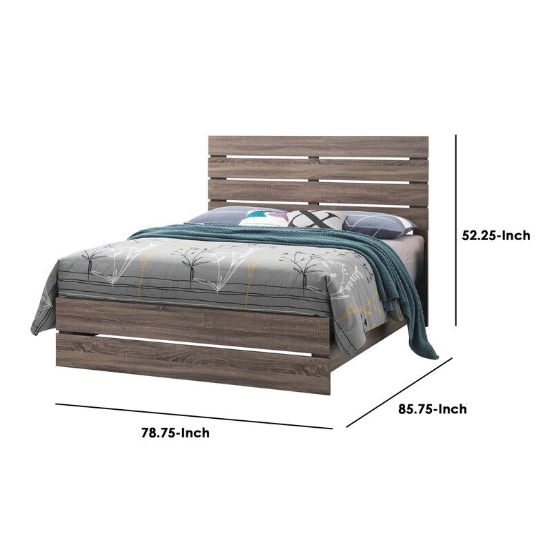 Eastern King Bed with Panel Headboard and Footboard, Brown-Benzara