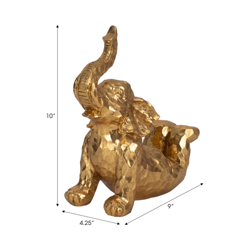 10" Gold Yoga Elephant Figurine