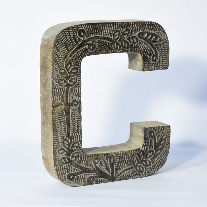 Vintage Gray Handmade Eco-Friendly "C" Alphabet Letter Block For Wall Mount & Table Top D�cor