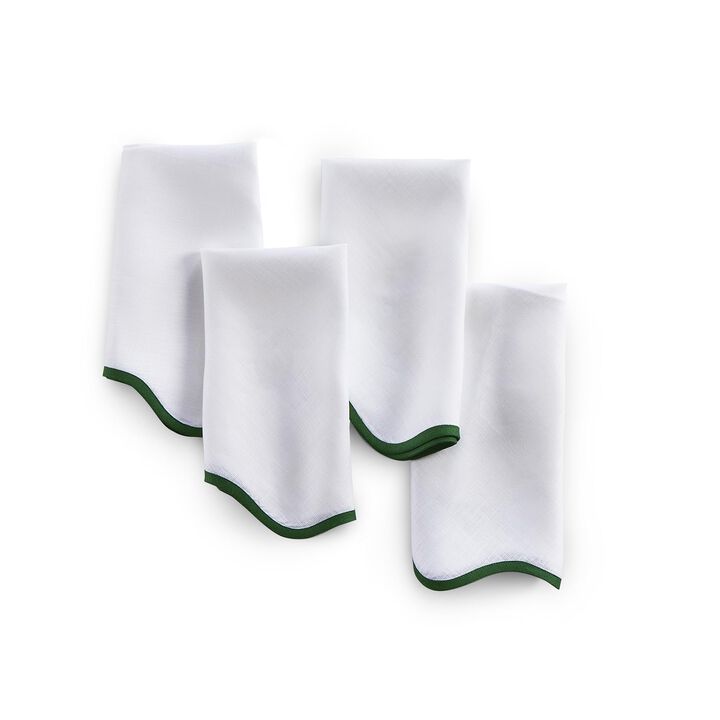 Solino Home 100% Pure Linen Cloth Napkins  20 Inch Round Set of 4 | Giselle Scallop Edge Dinner Napkins