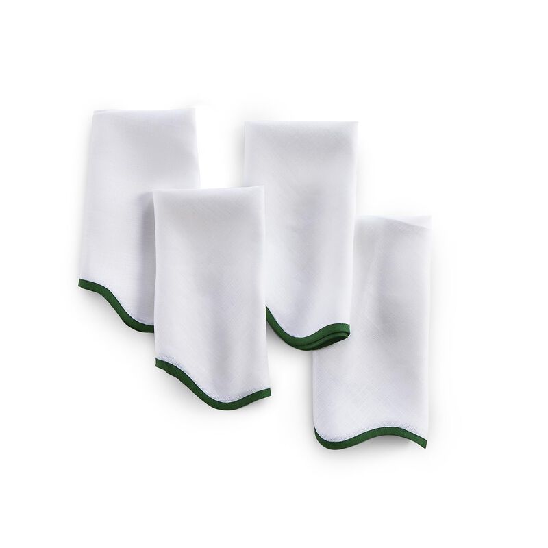 Solino Home 100% Pure Linen Cloth Napkins  20 Inch Round Set of 4 | Giselle Scallop Edge Dinner Napkins