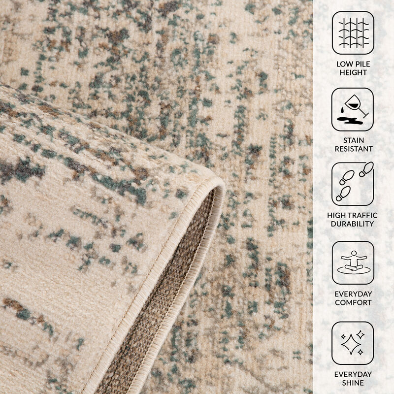 Alpine Grace Ivory Striped Area Rug 7'10" x 10'2"