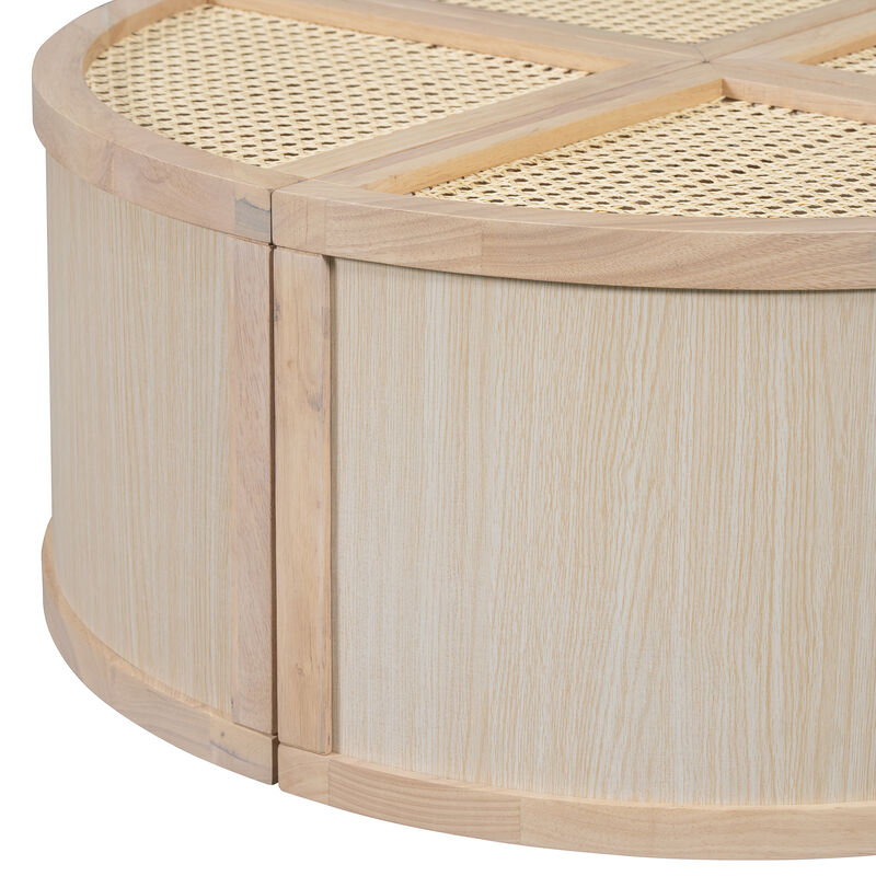 Merax Modular Rattan Wood Coffee Table