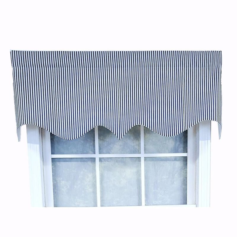 RLF Home Luxurious Modern Design Classic MG-Ticking Stripe Regal Style Window Valance 50" x 17" Black