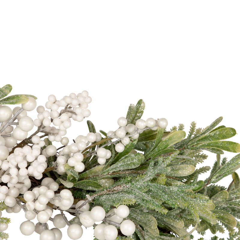 White Berry and Frosted Pine Christmas Wreath  28-Inch  Unlit