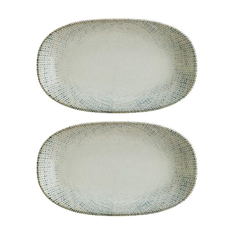 Sway 6" x 3.5" x h:0.75" Oval Decorated Porcelain Platter (Set of 2)
