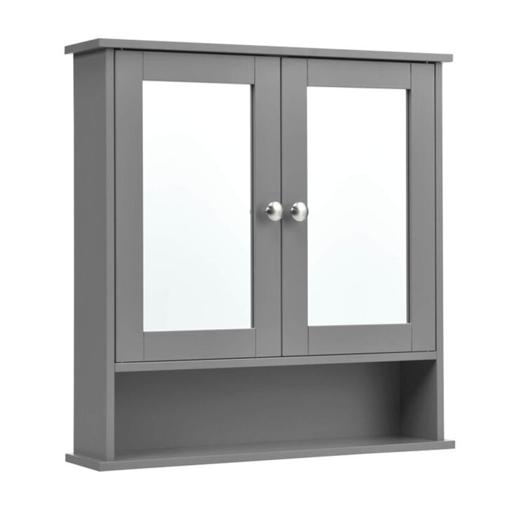 Wall Mounted Bathroom Cabinet with Mirror and Storage Shelves