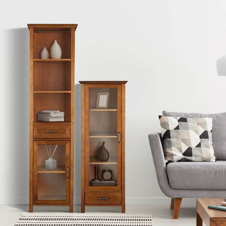 Teamson Home Avery Linen Cabinet with 1 Door and 1 Bottom Drawer - Wood veneer with Oil Oak finish