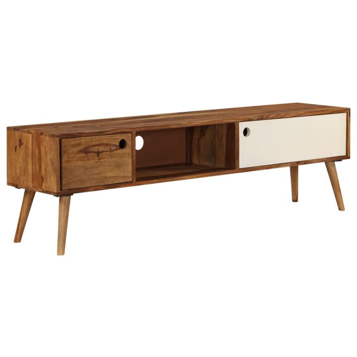 vidaXL TV Cabinet 55.1"x11.8"x15.7" Solid Sheesham Wood