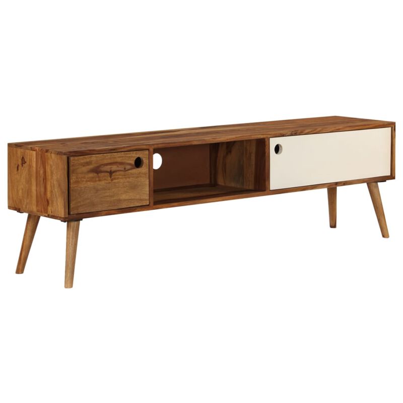 vidaXL TV Cabinet 55.1"x11.8"x15.7" Solid Sheesham Wood